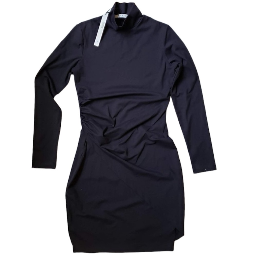 SUSANA MONACO MOCK NECK OVERLAP GATHERED DRESS - Picture 7 of 8